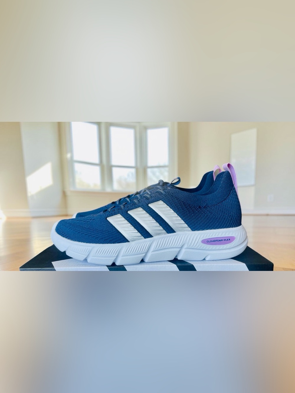 adidas Cloudfoam Flex Slounge NEW Women’s Size 6 WIDE (US) Blue/Silver/Lilac